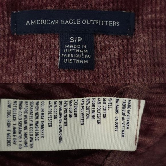 American Eagle Open Front Hooded Cardigan Womens Size S Lightweight Burgundy - Picture 8 of 16